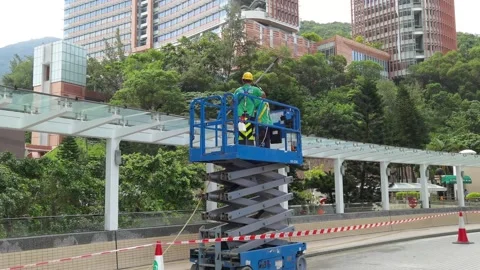 11 8 2021 worker with face mask cleans dirts (pigeon excrement or droppings)  Stock Footage 188516936