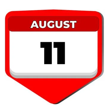 11 August vector icon calendar day. 11 date of august. Eleventh day of august Stock Illustration