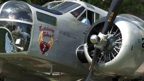 AT-11 Beech Kansan Start Right Engine Video stock 84235616