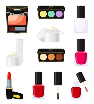 11 colorful cartoon make up elements 스톡 일러스트