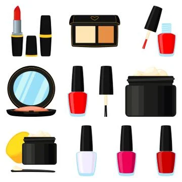 11 colorful cartoon makeup elements Stock Illustration
