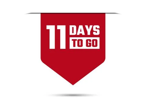 11 days to go red vector banner illustration isolated on white background Stock Illustration