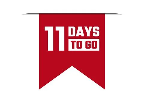 11 days to go red vector banner illustration isolated on white background Stock Illustration