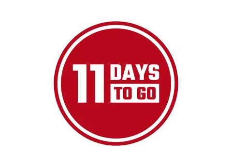 11 days to go red vector banner illustration isolated on white background Stock Illustration