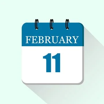 11 February Vector flat daily calendar icon. Date and month. Ilustração Stock