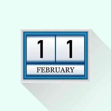 11 February Vector flat daily calendar icon. Date and month. Stock Illustration