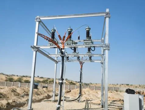 11 kV Four Pole Structure for transmission line Stock Photos