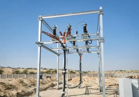 11 kV Four Pole Structure for transmission line Foto stock