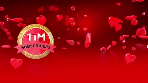 11 Million Subscribers celebration background with a golden badge Video stock 319928069
