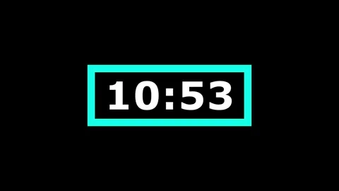 11 minute countdown timer in white on black background with cyan frame. Vídeos de archivo 337520450