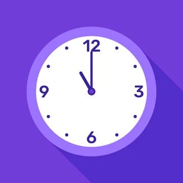 11 Minutes Analog Clock Icon white background . Stock Illustration