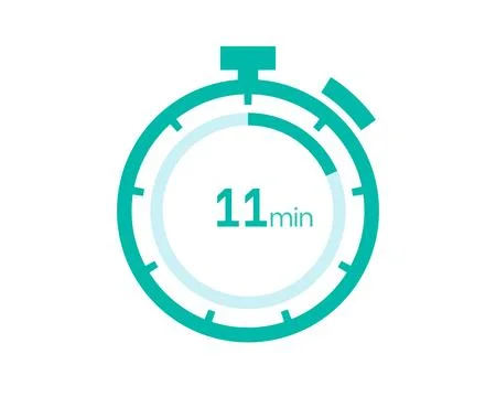 11 minutes timer icon, 11 min digital timer. Clock and watch, timer, countdow Illustrazione stock