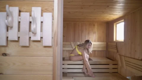11 Nastya in the bathhouse Stock Footage 290065125
