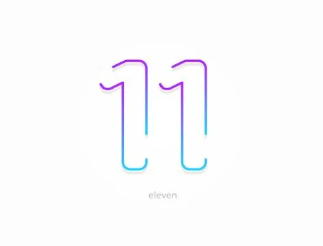 11 number, modern gradient font alphabet. Trendy, dynamic creative style desi Stock Illustration