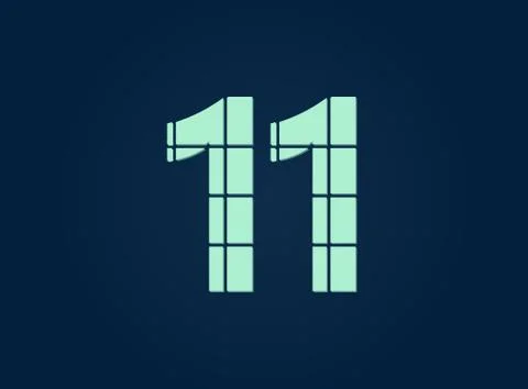 11 number, vector desing font.  Made of knife cut. For logo, brand label, des Stock Illustration