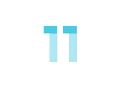 11 number, vector logo, paper cut desing font made of blue color tones .Isola Stock Illustration