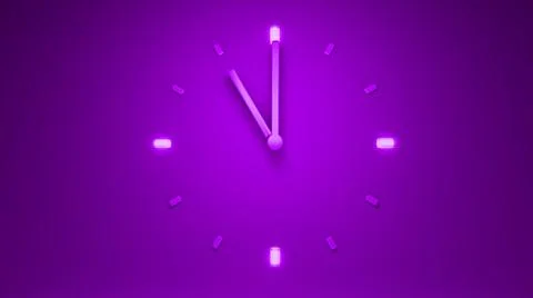 11 o clock am pm Backlit purple clock time 3D illustration 3D rendering subtl Stock Illustration
