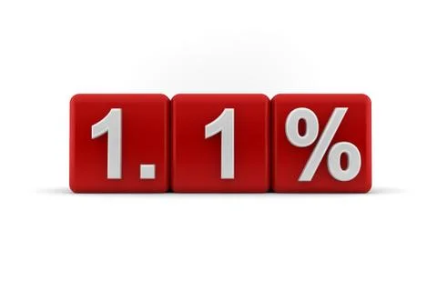 1.1 percent embossed on red cubes Stock Illustration
