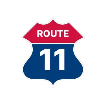 11 route sign icon. Vector road highway interstate Stock Illustration