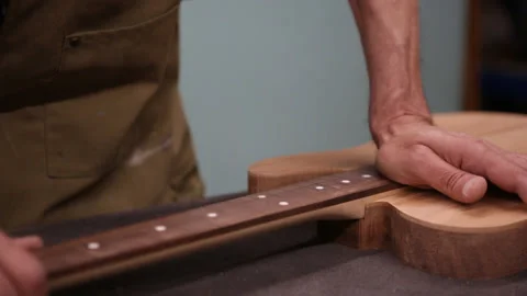 11 seconds video in Full Hd with slider movement of a luthier building a ha.. Stock Footage 236718506
