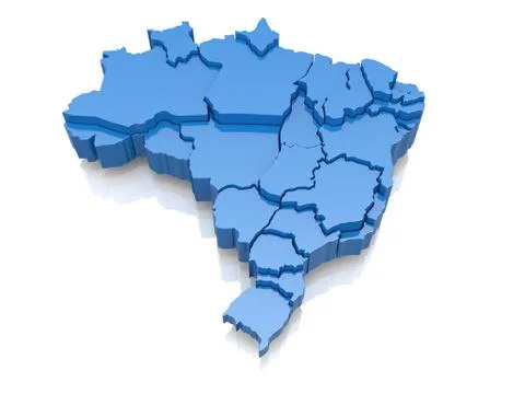 11 three-dimensional map of brazil on white background. 3d Stock Illustration