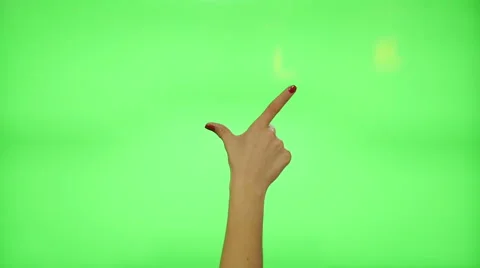 11 touchscreen gestures - female hand with red nails, on a green screen Video stock 48862681