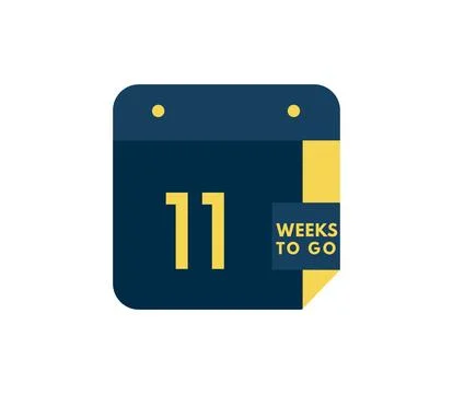 11 Weeks to go calendar icon on white background Illustration