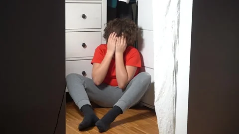 11-year-old boy in adolescence shows behavioral problems and depression upset -  Stock Footage 326626266