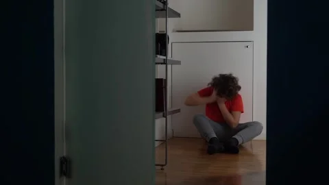 11-year-old boy in adolescence shows behavioral problems and depression upset -  Stock Footage 326626284