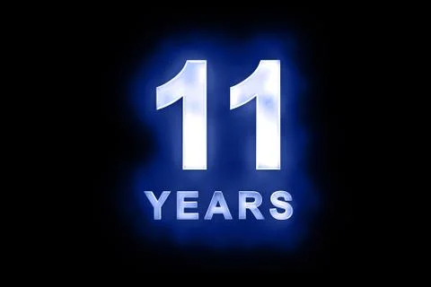 11 years in glowing white numbers on blue Stock Illustration