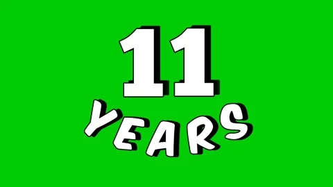 11 years text animation motion graphics cartoon on green screen Stock Footage 306141404