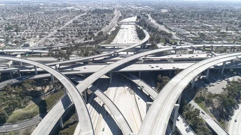 110 and the 105 Highway Stock Footage