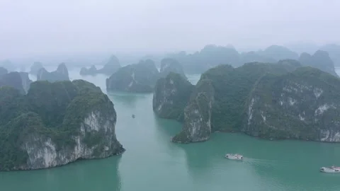 110 Drone Slider Over Ha Long Bay Vietnam Asia Stock Footage 347850375
