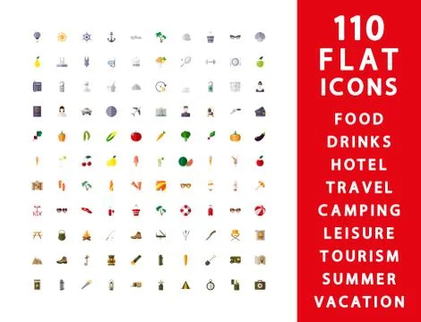 110 flat icons Stock Illustration