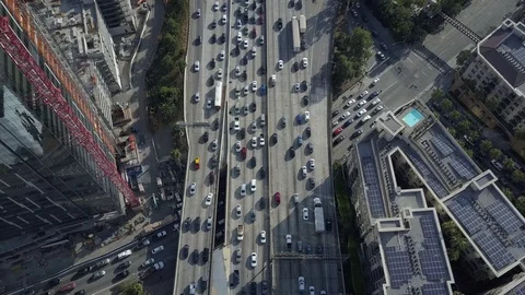 110 Freeway DTLA Aerial 스톡 동영상 76205047