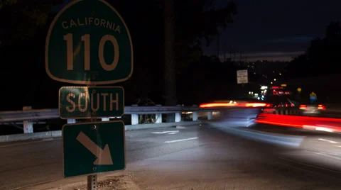 110 Freeway Onramp at Night Vídeo Stock 50141820