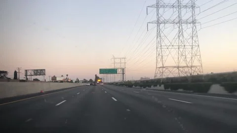 110 Freeway south dusk Stock Footage 130292295