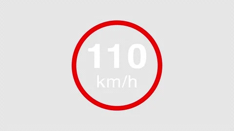 110 kmh speed limit road sign icon animation Stock Footage 335478138