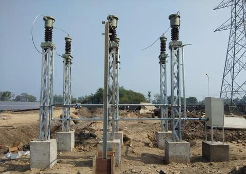 110 KV Switchyard work is going on in solar plant Foto stock
