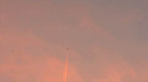 110120 airplane red sky Stock Footage 1097321