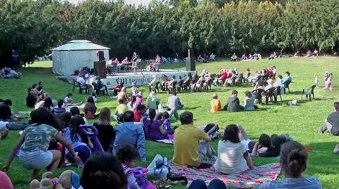 1102  Music at the park Stock Footage 33844697