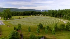 Revealing backwards flying Aerial view of Fort Indiantown Gap National