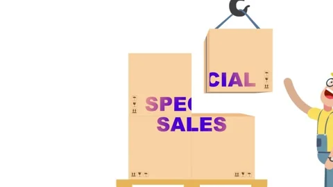 111 Animation Text Shipping Boxes Special Sales Stock Footage 138173953