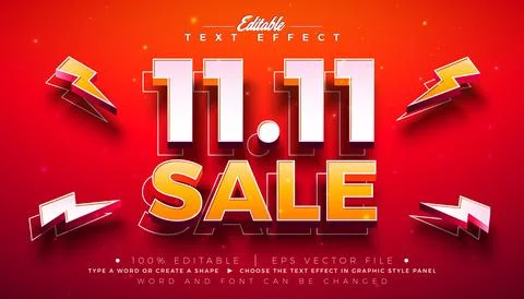11.11 Sale Editable Text Effect Design Vector Graphic Style Effect with Shado Stockillustratie