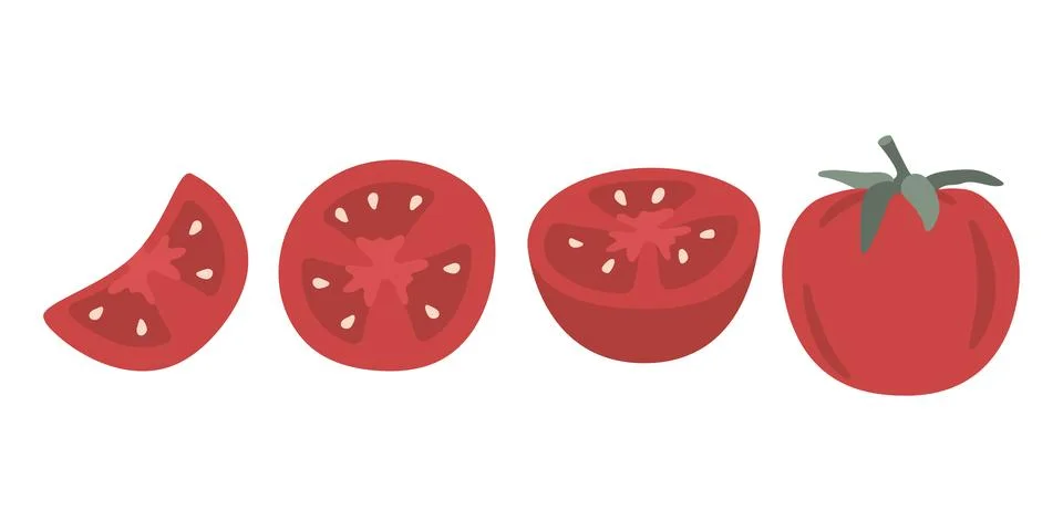 1111.set.1.tomato flat Stock Illustration