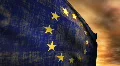 (1116) European Union Flag and Sunset HD Footage