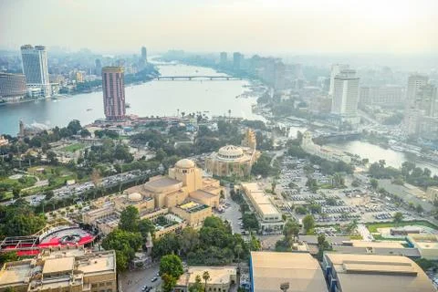 .11/18/2018 Cairo, Egypt, panoramic view of the central and business part of Stock Photos