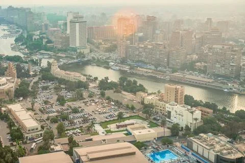 .11/18/2018 Cairo, Egypt, panoramic view of the central and business part of Stock Photos