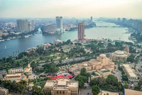 .11/18/2018 Cairo, Egypt, panoramic view of the central and business part of Stock Photos