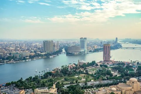 .11/18/2018 Cairo, Egypt, panoramic view of the central and business part of Foto stock